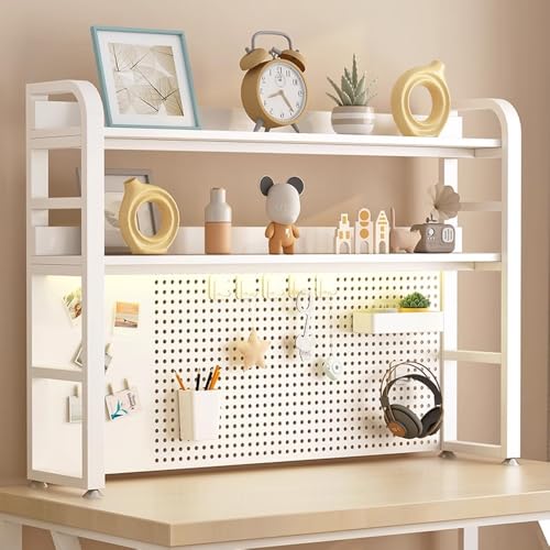 Schreibtisch Regal, 2-Ebenen Schreibtisch Organizer Regal Aus Holz Und Metall, Multifunktionales Tischregal für Zuhause Büro Wohnheim(White,23.6"/60cm) von Generisch