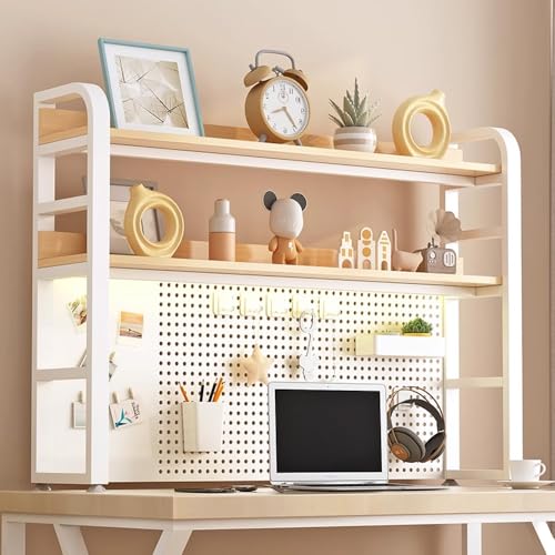 Schreibtisch Regal, 2-Ebenen Schreibtisch Organizer Regal Aus Holz Und Metall, Multifunktionales Tischregal für Zuhause Büro Wohnheim(Wood,55"/140cm) von Generisch