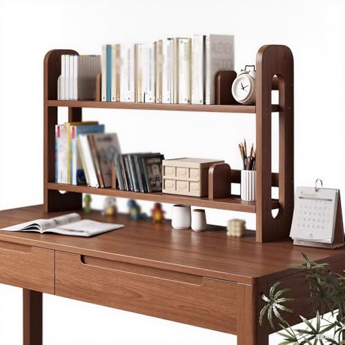 Schreibtisch Regal Organizer, Mehrzweck Schreibtisch-Bücherregal aus Holz, Tischregal Aufbewahrungsregal für Zuhause Küche Wohnheim(Walnut,39.3"/100cm) von Generisch