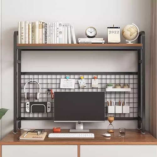 Schreibtisch-Regal mit 2 Ebenen, verstellbar, für Schlafsaal und Heimbüro, Mehrzweck-Schreibtisch-Organizer (Schwarz, 115 cm) von Generisch