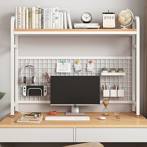 Schreibtisch-Regal mit 2 Ebenen, weiß, 115,1 cm, über dem Schreibtisch, Aufbewahrung für Schlafsaal, Heimbüro, Mehrzweck-Schreibtischzubehör, platzsparende Lösung von Generisch