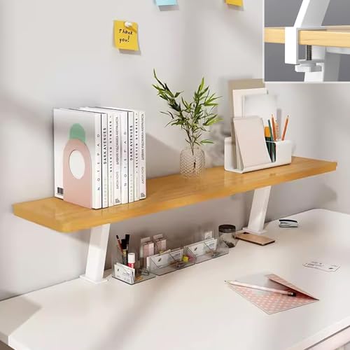 Schreibtisch-Regal mit erhöhter Arbeitsplatz-Plattform für Tischzubehör, Klemm-Design (Natur, L, 120 cm) von Generisch