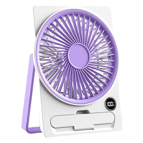Schreibtisch Ventilator Batteriebetrieben Slim Kartenlüfter Mit LCD - 6-Stufen USB-Tischventilator 14.5x4cm Für Studenten Schlafzimmer Camping (2000mAh) von Generisch