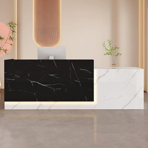 Schreibtisch aus Holz mit Tastaturablage, abschließbare Schublade, Theke für den Kassentisch, 140 x 60 x 100 cm, modernes Design für Büro und Geschäft, Schwarz von Generisch