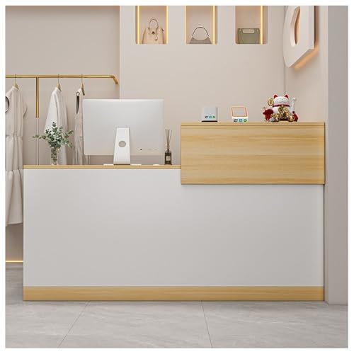 Schreibtisch für Empfang, helles Walnussholz, klein, 119,4 cm, Lobby-Theke für Hotel, Spa, Salon, Geschäft, praktisches Geschäft, modernes Design, langlebig, stilvoll von Generisch