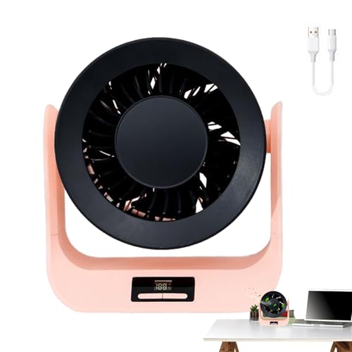 Schreibtischlüfter - USB -wiederaufladbare Personalluftzirkulator, kompaktes Tischkühlwerkzeug | Ruhige LED -Display -Mini -Lüfter für Home Office Schlafzimmer, Wand montierbare Reiseluftkühle von Generisch