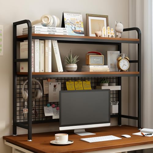 Schreibtischregal, Schreibtisch-Bücherregal mit Netzpaneel und 2 Trennwänden, Mehrzweck-Holz-Schreibtischstall, Bücherregal, Schreibtisch-Präsentationsregal für Haus, Büro, Schlafsaal (Schwarz) von Generisch