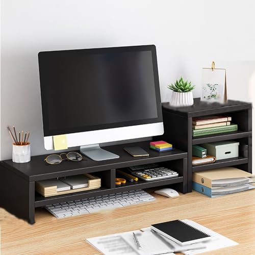 Schreibtischregal aus Holz mit erhöhtem Monitorständer, tiefe Aufbewahrung, Schreibtischregal für Heimbüro, Schreiben, Spielen und Studium Schreibtischregal aus Holz mit erhöhtem Monitorständer, tiefe Aufbewahrung, Schreibtischregal für Heimbüro, Schreiben, Spielen und Studium von Generisch