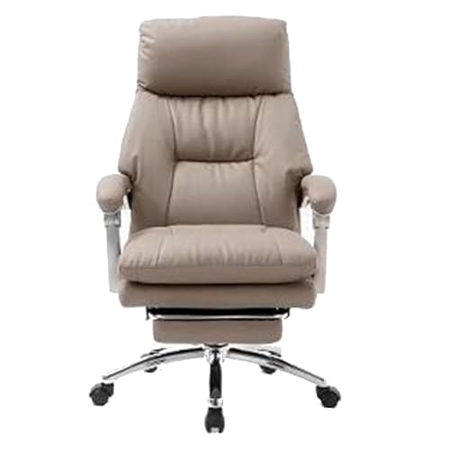 Schreibtischstuhl für das Homeoffice, ergonomischer Schreibtischstuhl aus Leder, Computerstuhl mit Lendenwirbelstütze und Armlehne, Executive-Rollstuhl, drehbar, verstellbare mittlere Rüc von Generisch