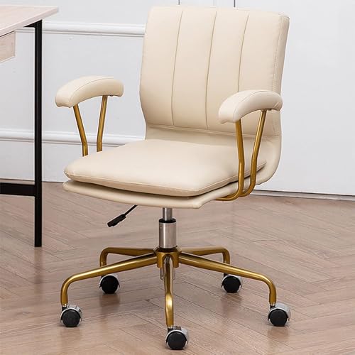 Schreibtischstuhl mit Armlehne und goldener Basis, ergonomischer Computerstuhl für Schlafzimmer, Empfangsraum, Weiß Schreibtischstuhl mit Armlehne und goldener Basis, ergonomischer Computerstuhl für Schlafzimmer, Empfangsraum, Weiß von Generisch
