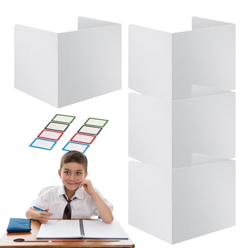 Schreibtischteiler für Schüler | 4 -Studie Carrel -Schreibtische Datenschutzboards | Schutzvorschriften der Bildschirme Panel Ordner Partition | Schüler des Schreibtisch Desk-Teiler, leicht zu red von Generisch