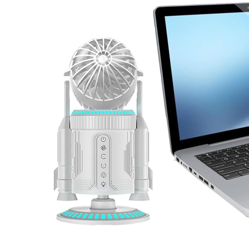 Schreibtischventilator - Tragbarer Elektrischer Büro Schreibtisch Ventilator | Leise 5000 U/min Mit Licht Raketenform Drehluftzirkulator Kühlung Für Arbeitsplatz Zuhause Schule Wohnzimmer Studentenzim Schreibtischventilator - Tragbarer Elektrischer Büro Schreibtisch Ventilator | Leise 5000 U/min Mit Licht Raketenform Drehluftzirkulator Kühlung Für Arbeitsplatz Zuhause Schule Wohnzimmer Studentenzim von Generisch