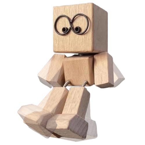 Schüttelkampfmann Figu Armaturenbrettdekoration Schüttelnde Holzfigur Eines Mannes Wackelnde Holzfiguren - Wackelfüße Holzpuppe Figur Aus Holz | Schreibtischdekoration (3.15x1.97 Zoll) Ornament von Generisch