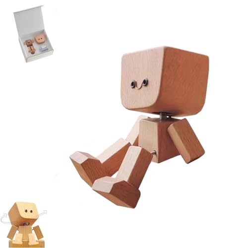 Schüttelnde Holzmannfigur, Holzauto-Ornament, Holzauto-Desktop-Dekorationsfigur, Magnetische Adsorption, Austauschbares Emoticon-Set (1pcs) von Generisch