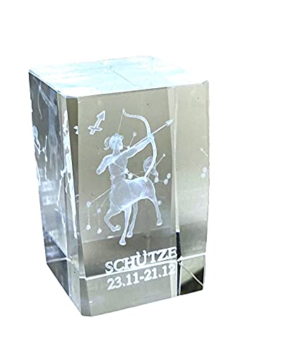 Schütze 3D Glas Kristall Quader XL Sternzeichen im Hochformat - von WWW.Vienna-Fashion.at - Wien Österreich Austria - Setzkasten Deko Vitrine (Schütze) von Generisch