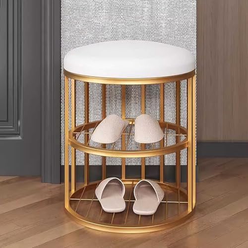 Schuhablage Bank | Eingangshocker mit Kissen | Platzsparende Hallenbank für kleine Räume | langlebiges Design mit goldenem Metallgestell von Generisch