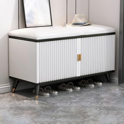 Schuhbank, Massivholz Eingangshocker mit Kissen, Modernes Mehrzweck-Aufbewahrungsregal für Wohnzimmer, Flur, Schlafzimmer - Leicht zu reinigendes Design Schuhbank, Massivholz Eingangshocker mit Kissen, Modernes Mehrzweck-Aufbewahrungsregal für Wohnzimmer, Flur, Schlafzimmer - Leicht zu reinigendes Design von Generisch