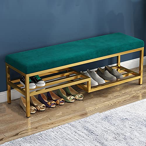 Schuhbank Eingang Aufbewahrung Organizer, modernes 3-stöckiges Schuhregal aus Metall mit Samtsitz für Wohnzimmer und Flur Schuhbank Eingang Aufbewahrung Organizer, modernes 3-stöckiges Schuhregal aus Metall mit Samtsitz für Wohnzimmer und Flur von Generisch