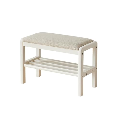 Schuhbank aus Holz mit gepolstertem Stoffsitz für Eingangsbereich, Schlafzimmer, Wohnzimmer – stilvoll für Flur, Eingangsbereich, Möbel, platzsparende Lösung von Generisch