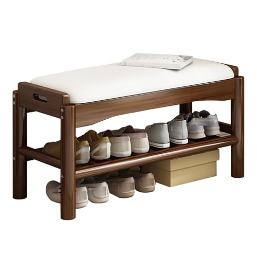 Schuhbank aus Massivholz mit Ablagen, multifunktionaler Organizer für Schuhe, perfekt als Ottomanensitz oder Bettbank im Wohnzimmer, Schlafzimmer oder Flur Schuhbank aus Massivholz mit Ablagen, multifunktionaler Organizer für Schuhe, perfekt als Ottomanensitz oder Bettbank im Wohnzimmer, Schlafzimmer oder Flur von Generisch