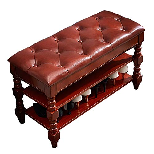 Schuhbank aus Massivholz mit PU-Kissen, Klapp-Design, 2-lagiges Regal für Flur, hohe Tragkraft Schuhbank aus Massivholz mit PU-Kissen, Klapp-Design, 2-lagiges Regal für Flur, hohe Tragkraft von Generisch