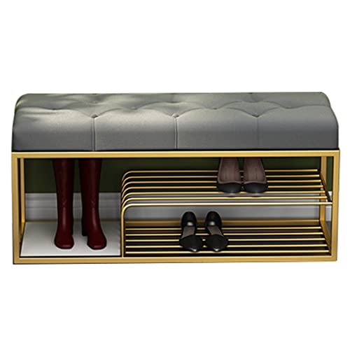 Schuhbank aus Samt für den Eingangsbereich, 3-stöckiges Regal mit Metallrahmen, stilvolle gepolsterte Sitzfläche, grau, Wohnzimmermöbel, 80 x 30 x 45 cm Schuhbank aus Samt für den Eingangsbereich, 3-stöckiges Regal mit Metallrahmen, stilvolle gepolsterte Sitzfläche, grau, Wohnzimmermöbel, 80 x 30 x 45 cm von Generisch