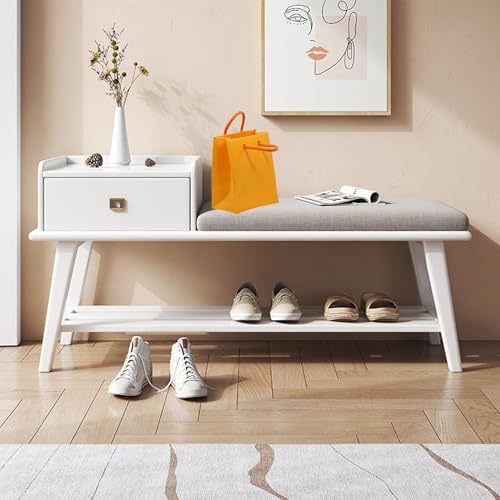 Schuhbank für den Eingangsbereich, mit Stauraum, gepolsterte Sitzgelegenheit, vielseitige Schlafzimmer- und Wohnzimmermöbel, stilvolle Ottomane für Flur und Schrank, Weiß Schuhbank für den Eingangsbereich, mit Stauraum, gepolsterte Sitzgelegenheit, vielseitige Schlafzimmer- und Wohnzimmermöbel, stilvolle Ottomane für Flur und Schrank, Weiß von Generisch