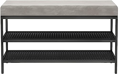 Schuhbank für den Eingangsbereich mit 2 Etagen und weichem Kissen, schmiedeeiserner Rahmen für kleine Räume, Foyer und Schlafzimmer-Organisation Schuhbank für den Eingangsbereich mit 2 Etagen und weichem Kissen, schmiedeeiserner Rahmen für kleine Räume, Foyer und Schlafzimmer-Organisation von Generisch