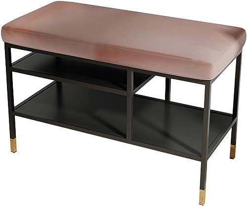 Schuhbank für den Eingangsbereich mit Stauraum, Metallgestell und Kissen, platzsparende Lösung für Eingangsbereich oder Schlafzimmer von Generisch