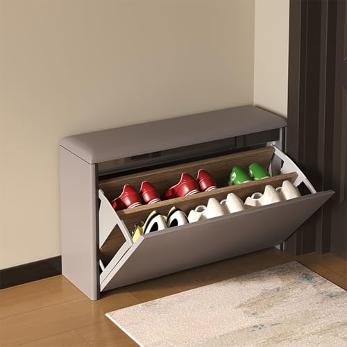 Schuhbank für den Eingangsbereich mit gepolsterter Sitzfläche, gepolsterte Aufbewahrungsbank für Flur & Schlafzimmer, stilvolle hellgraue Möbel mit Stauraum für Schuhe & Essentials Schuhbank für den Eingangsbereich mit gepolsterter Sitzfläche, gepolsterte Aufbewahrungsbank für Flur & Schlafzimmer, stilvolle hellgraue Möbel mit Stauraum für Schuhe & Essentials von Generisch