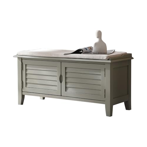 Schuhbank mit 2 Fächern, keine Montage erforderlich, perfekt für Eingangsbereich oder Wohnzimmer, Grau, 100 x 38 cm Schuhbank mit 2 Fächern, keine Montage erforderlich, perfekt für Eingangsbereich oder Wohnzimmer, Grau, 100 x 38 cm von Generisch