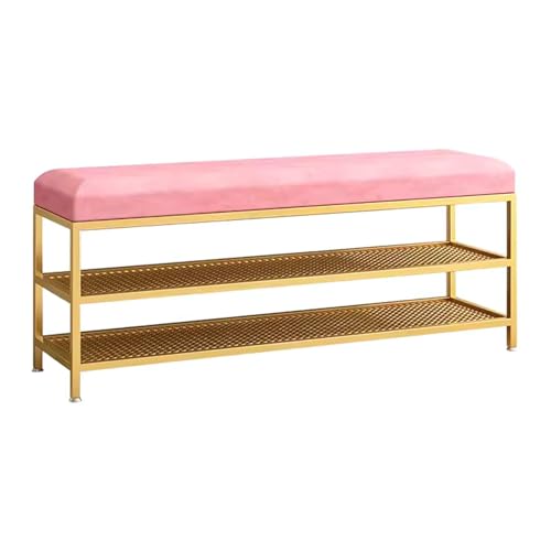 Schuhbank mit 3 Ebenen, Samt-Organizer mit Metallrahmen, platzsparende Lösung für den Eingangsbereich, Schlafzimmer-Ottoman-Sitz Schuhbank mit 3 Ebenen, Samt-Organizer mit Metallrahmen, platzsparende Lösung für den Eingangsbereich, Schlafzimmer-Ottoman-Sitz von Generisch