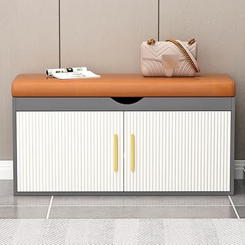 Schuhbank mit Kissen, Eingangsbank mit 2 Türen, multifunktionaler Schuhschrank für Wohnzimmer, Flur, Schlafzimmer, perfekt für die Organisation von Schuhen und mehr Stil Schuhbank mit Kissen, Eingangsbank mit 2 Türen, multifunktionaler Schuhschrank für Wohnzimmer, Flur, Schlafzimmer, perfekt für die Organisation von Schuhen und mehr Stil von Generisch