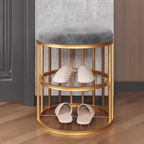 Schuhbank mit Kissen | Mini-Eingangsbereich für kleine Räume | goldener Metallrahmen Schuhbank mit Kissen | Mini-Eingangsbereich für kleine Räume | goldener Metallrahmen von Generisch