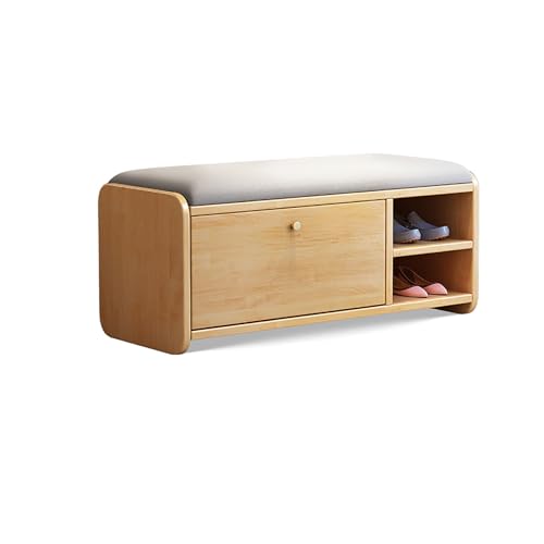 Schuhbank mit Klappschubladen und gepolstertem Sitz, moderner freistehender Schuhschrank aus Holz für Eingangsbereich, Flur, Schlafzimmer von Generisch