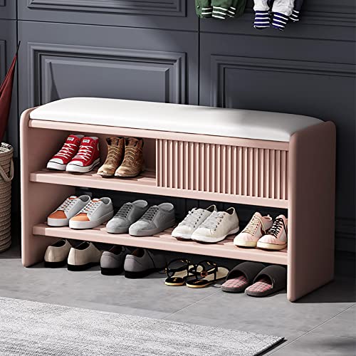 Schuhbank mit Lederkissen – Moderne Holzbank für Eingangsbereich, Schuhschrank, Flur, Organizer, Möbel, erhältlich in dunkler Farbe von Generisch