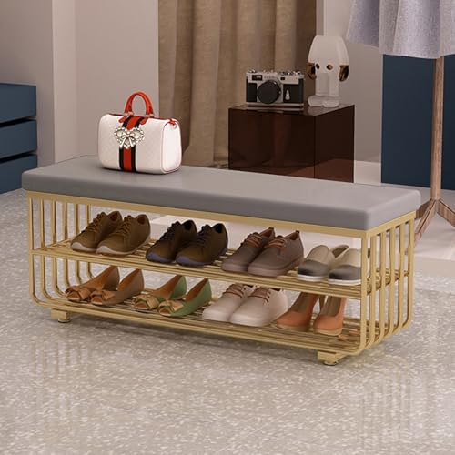 Schuhbank mit Stauraum, PU-gepolsterter Ottoman-Organizer, 3-stöckiges Regal für Eingangsbereich, Schlafzimmer, Wohnzimmer Schuhbank mit Stauraum, PU-gepolsterter Ottoman-Organizer, 3-stöckiges Regal für Eingangsbereich, Schlafzimmer, Wohnzimmer von Generisch