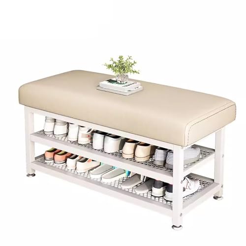 Schuhbank mit gepolstertem Kissen, 2 Ebenen, Schuhregal, stabiles Schuhregal für Wohnzimmer, Flur und Garderobe, erhältlich in 60 cm/80 cm/100 cm/120 cm, einfache Montage Schuhbank mit gepolstertem Kissen, 2 Ebenen, Schuhregal, stabiles Schuhregal für Wohnzimmer, Flur und Garderobe, erhältlich in 60 cm/80 cm/100 cm/120 cm, einfache Montage von Generisch