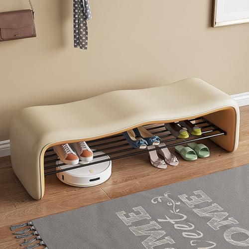 Schuhbank mit gepolstertem Kissen, 2-stöckiges Aufbewahrungsregal für Eingangsbereich oder Schlafzimmer Schuhbank mit gepolstertem Kissen, 2-stöckiges Aufbewahrungsregal für Eingangsbereich oder Schlafzimmer von Generisch