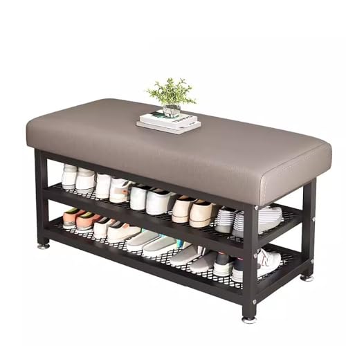 Schuhbank mit gepolstertem Kissen, 2-stöckiges Schuhregal, stabiles Design für Wohnzimmer, Flur, Garderobe, einfache Montage, erhältlich in 60 cm/80 cm/100 cm/120 cm Größen von Generisch