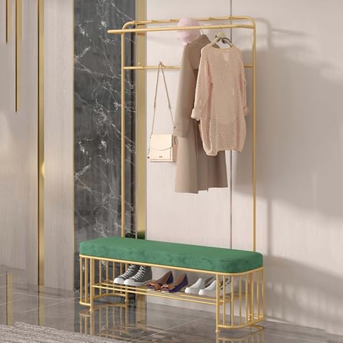 Schuhregal 3-in-1 Garderobe, freistehende Schuhbank und Haken, Regal für Eingangsbereich und Flur, für kleine Räume, praktische Aufbewahrungslösung von Generisch