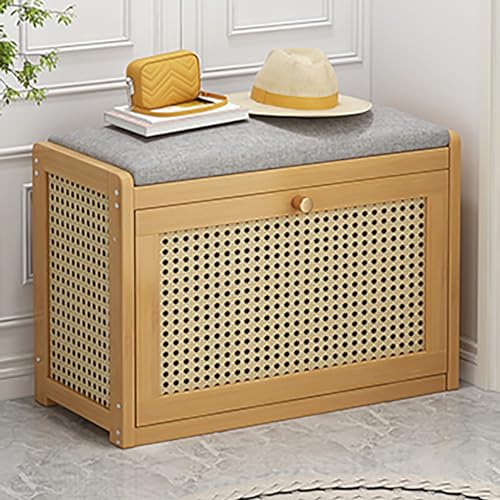 Schuhregal Bank aus Holz mit gepolstertem Sitz, Falttür Design für Eingangsbereich, Wohnzimmer, Flur, Schlafzimmer - Stilvolle Schuhaufbewahrungslösung von Generisch
