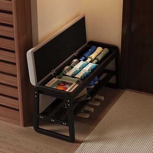 Schuhregal Bank mit 2 Ebenen, aufklappbarer Aufbewahrung und Kissen, einfache Montage, schmutzabweisender Eingangs-Organizer für den Flur Schuhregal Bank mit 2 Ebenen, aufklappbarer Aufbewahrung und Kissen, einfache Montage, schmutzabweisender Eingangs-Organizer für den Flur von Generisch