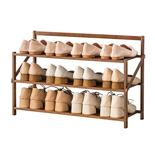 Schuhregal aus Bambus, 3 Etagen, zusammenklappbar, Holz, für Eingangsbereich, Flur, Schlafzimmer, kompakt, braun, Schuhaufbewahrungslösung, 70 cm hoch Schuhregal aus Bambus, 3 Etagen, zusammenklappbar, Holz, für Eingangsbereich, Flur, Schlafzimmer, kompakt, braun, Schuhaufbewahrungslösung, 70 cm hoch von Generisch