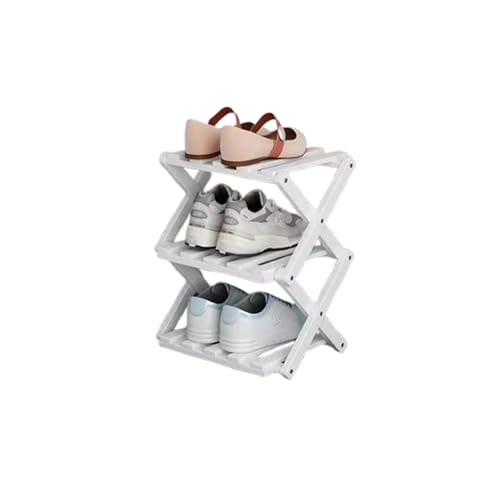 Schuhregal aus Bambus mit 3 Ebenen, freistehend, faltbar, für kleine Räume, Eingangsbereich, Flur und Kleiderschrank, schmales weißes Regal für Schuhe von Generisch