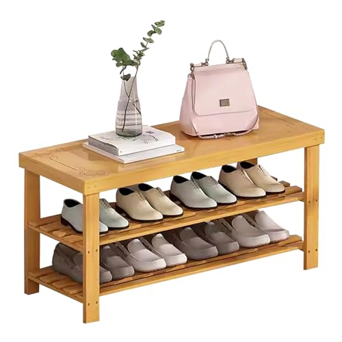 Schuhregal aus Holz mit 3 Etagen und Aufbewahrungsbank im Landhausstil mit Nizer für Flur, Wohnzimmer und Badezimmer – platzsparende Lösung Schuhregal aus Holz mit 3 Etagen und Aufbewahrungsbank im Landhausstil mit Nizer für Flur, Wohnzimmer und Badezimmer – platzsparende Lösung von Generisch