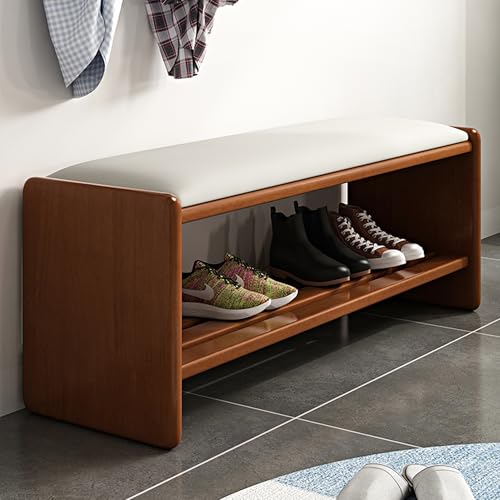 Schuhregal aus Holz mit gepolstertem Ottomanensitz, Aufbewahrungslösung, vielseitiges Schuhregal für Haustür, Schlafzimmer, Outdoor, mehrere Größen und Farben, Walnussholz, 60 cm Schuhregal aus Holz mit gepolstertem Ottomanensitz, Aufbewahrungslösung, vielseitiges Schuhregal für Haustür, Schlafzimmer, Outdoor, mehrere Größen und Farben, Walnussholz, 60 cm von Generisch
