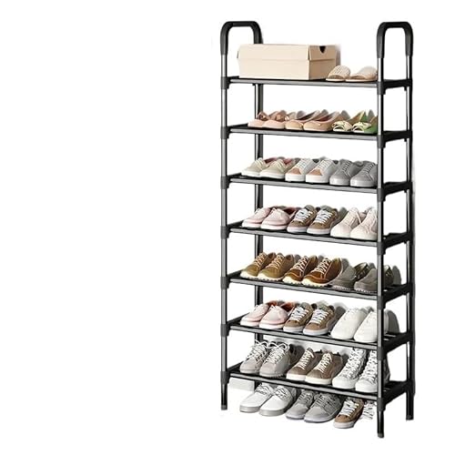 Schuhregal aus Metall, 8 Ebenen, platzsparend, erhöht, multifunktional, schwarz, für Zuhause, Wohnzimmer, stilvoller Schuhständer für Eingangsbereich und Schrank Schuhregal aus Metall, 8 Ebenen, platzsparend, erhöht, multifunktional, schwarz, für Zuhause, Wohnzimmer, stilvoller Schuhständer für Eingangsbereich und Schrank von Generisch