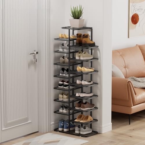 Schuhregal aus Metall, platzsparend, vertikal, für den Eingangsbereich, 121 cm, stilvolle schwarze Aufbewahrungslösung für Schuhe, perfekt für Zuhause und Wohnung Schuhregal aus Metall, platzsparend, vertikal, für den Eingangsbereich, 121 cm, stilvolle schwarze Aufbewahrungslösung für Schuhe, perfekt für Zuhause und Wohnung von Generisch