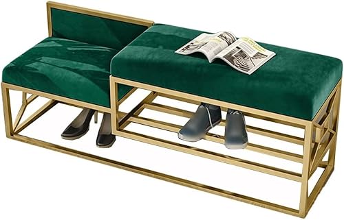 Schuhregal aus Metall mit gepolstertem Sitz für den Eingangsbereich, Grün, 80 x 35 x 45 cm Schuhregal aus Metall mit gepolstertem Sitz für den Eingangsbereich, Grün, 80 x 35 x 45 cm von Generisch